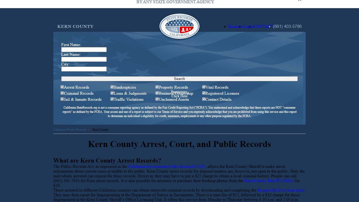 Kern County Arrest, Court, and Public Records